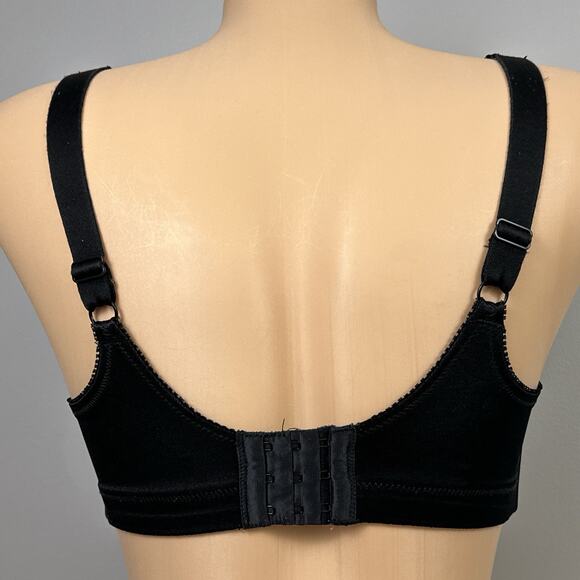 Vintage Underscore Bra 34B Wire Free Unlined Black Full Coverage 128-4804 - Picture 3 of 7